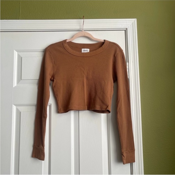 Mate the Label Thermal Long Sleeve Crop Top in Sedona - Picture 4 of 7